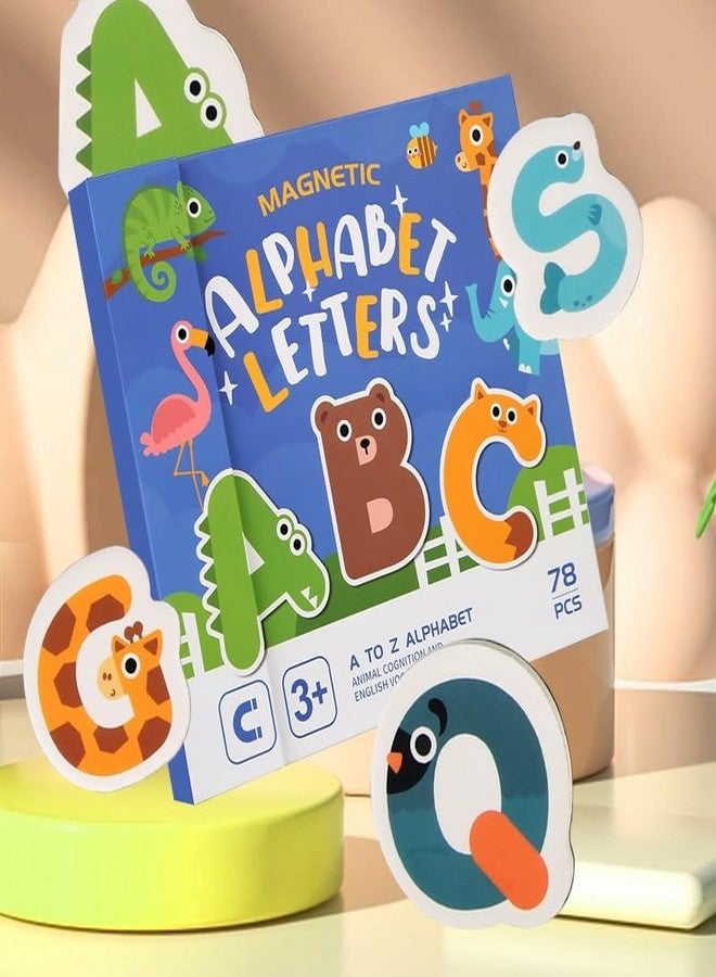 OANGO مجموعة حروف الأبجدية المغناطيسية التعليمية من OANGO للأطفال | 78 قطعة من حروف الأبجدية مع كتاب من الورق المقوى على شكل حيوانات | لعبة تعليمية مونتيسوري للأطفال الصغار من عمر 3 سنوات فما فوق | مجموعة تدريب على الصوتيات والتهجئة - Image 2